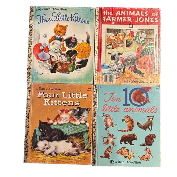 VTG '70+80's Lot of 4 Little Golden Books, Kittens, Farmer Jones, 10 Animals - Picture 1 of 11